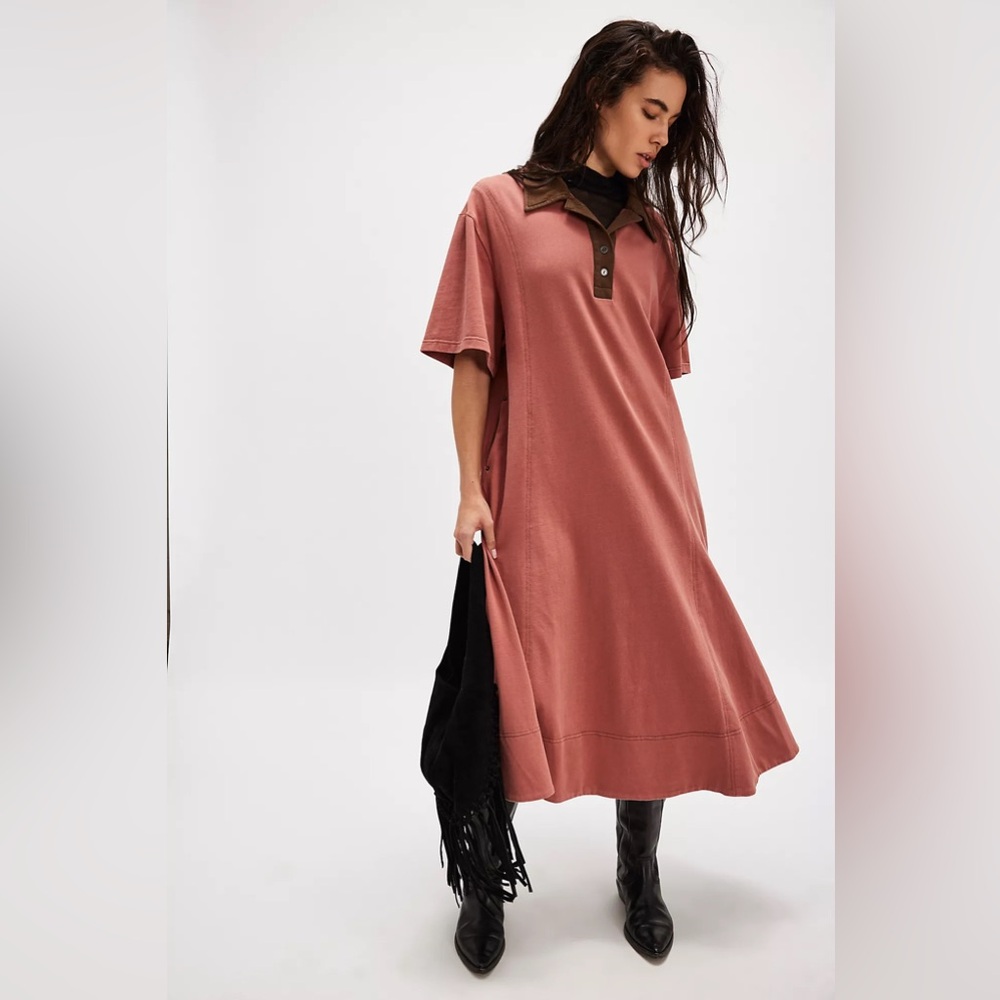 Free People Chandler Polo Midi Dress Size Large New